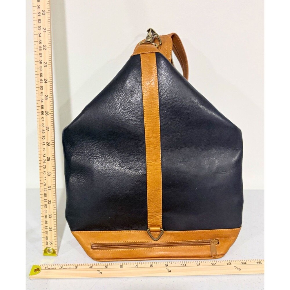 Vintage Valentina style leather Black & Brown Solid Backpack Medium Zip
